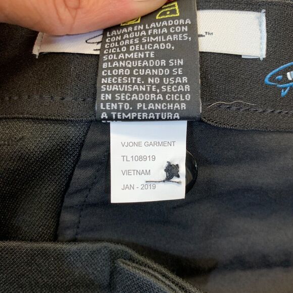 Greg Norman Dress Pant Mens 40x30 VJONE Black Flat Front Stretch Polyester Blend - Picture 6 of 9